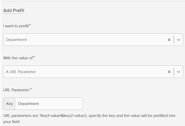 Picture demonstrating use of Department as prefilled parameter