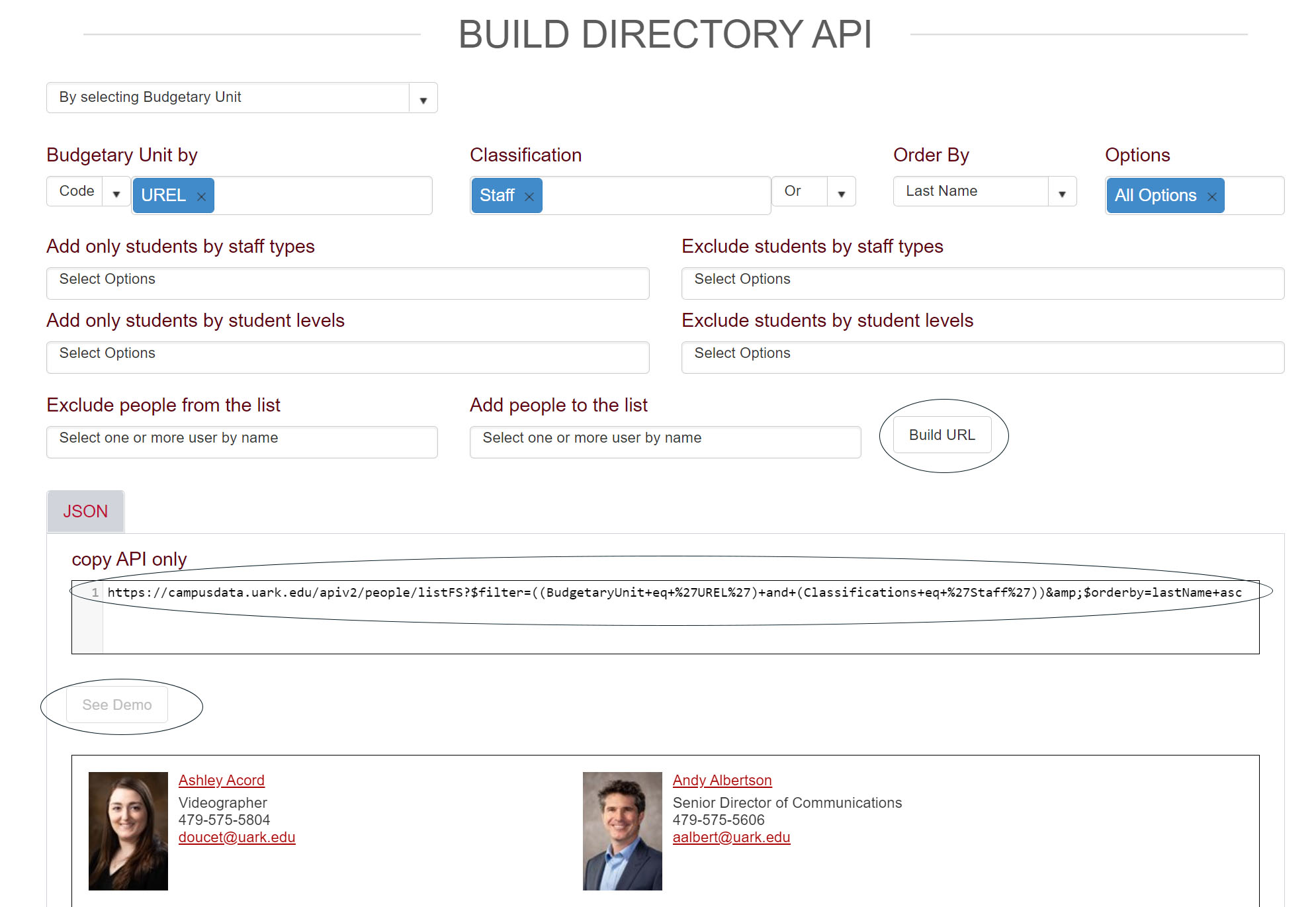 Basic directory api build and demo